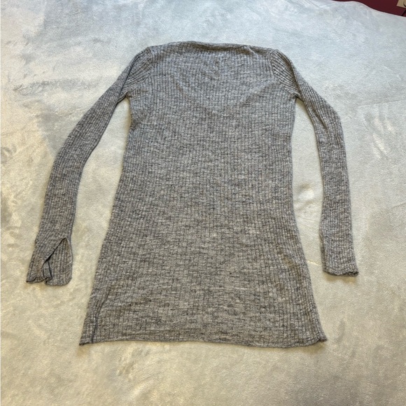 Zara Knit Grey V-Neck Dress - Picture 7 of 7